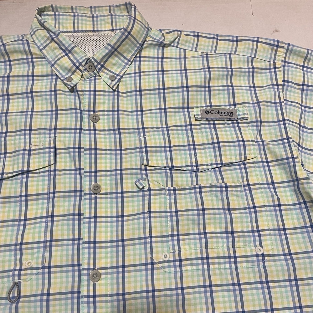 Columbia PFG Mens Shirt Size XXL‎ Mesh Lined Fishing Vented Plaid Button Down